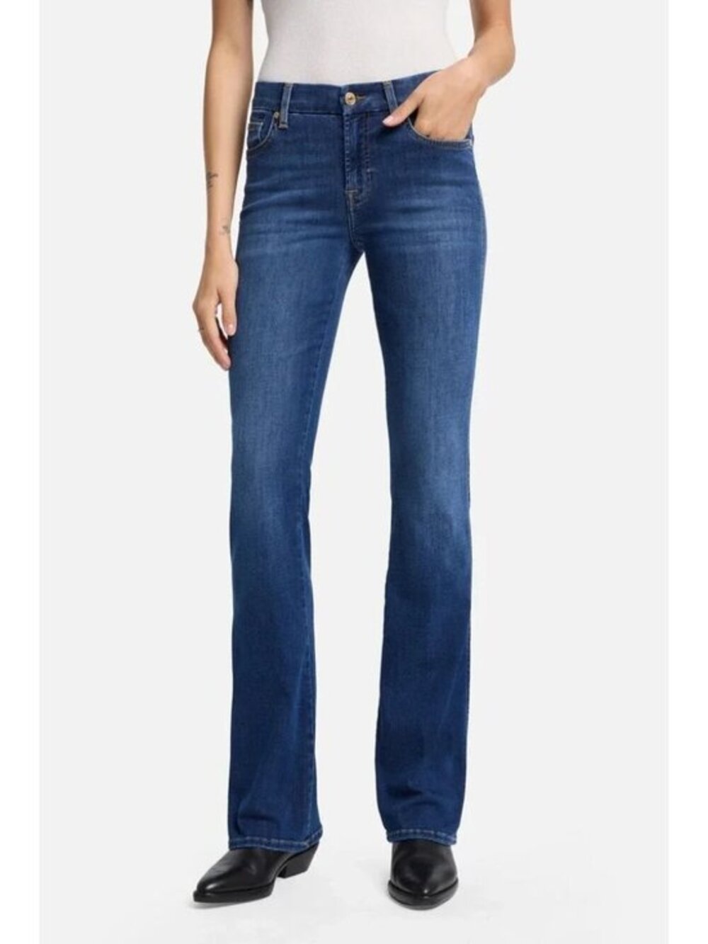 7 For All Mankind Kimmie Bootcut Jeans Mid Rise Dark Wash Size 32 Made in USA